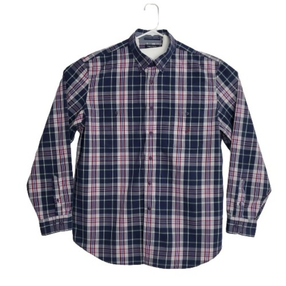 Nautica Long Sleeve Placid Blue Plaid Button down long sleeve Shirt